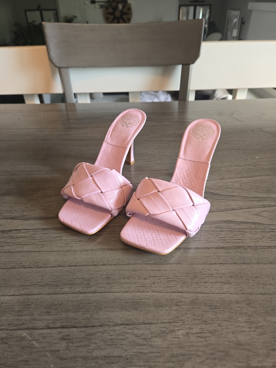 Vince Camuto Shoes - Vince Camuto Pastel Pink Braided Square-Toe Heel Mules